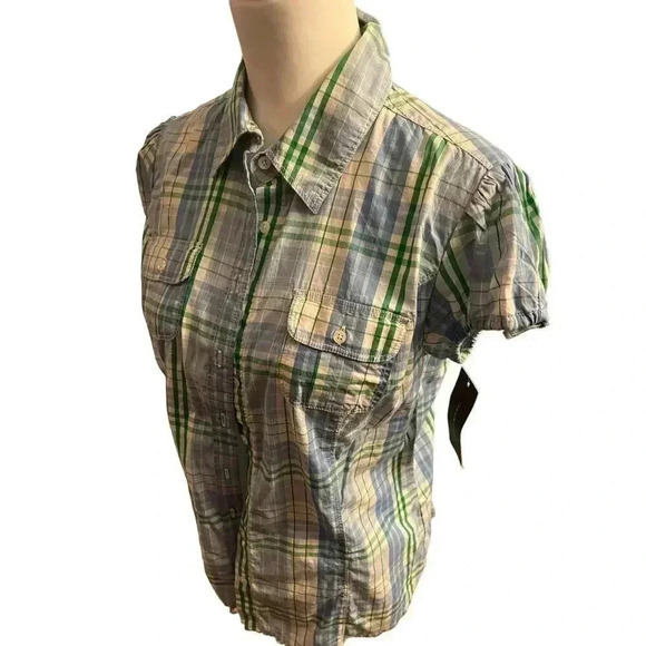 TOMMY HILLFIGER NWT plaid button up tied cap sleeve womens size medium - Picture 8 of 8